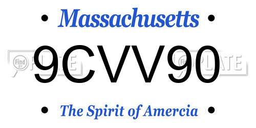 9CVV90 Massachusetts License Plate