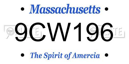 9CW196 Massachusetts License Plate