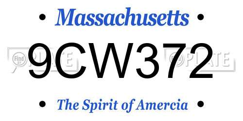 9CW372 Massachusetts License Plate