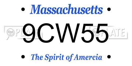 9CW55 Massachusetts License Plate