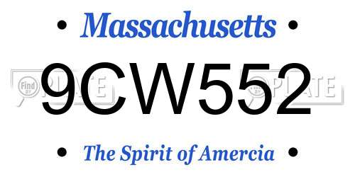 9CW552 Massachusetts License Plate
