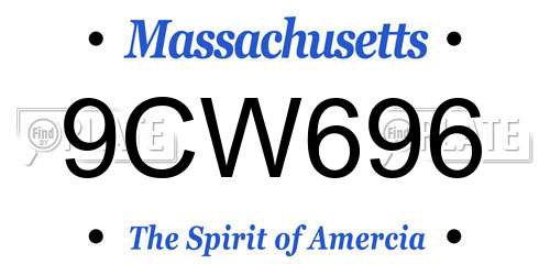 9CW696 Massachusetts License Plate