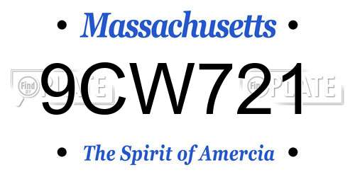 9CW721 Massachusetts License Plate