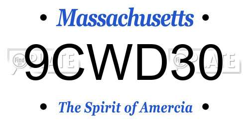 9CWD30 Massachusetts License Plate