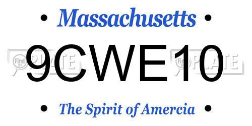 9CWE10 Massachusetts License Plate