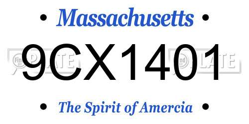 9CX1401 Massachusetts License Plate