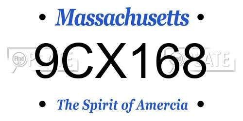 9CX168 Massachusetts License Plate