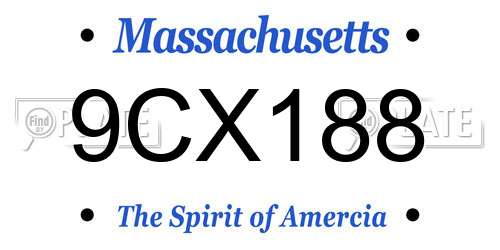 9CX188 Massachusetts License Plate