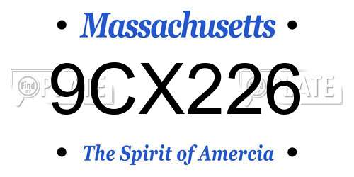9CX226 Massachusetts License Plate