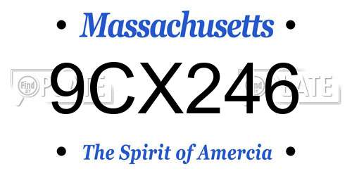 9CX246 Massachusetts License Plate