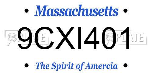 9CXI401 Massachusetts License Plate