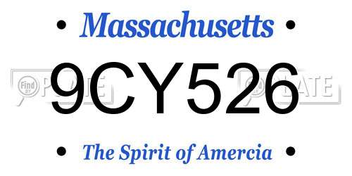 9CY526 Massachusetts License Plate