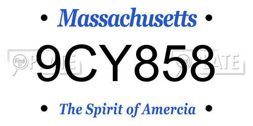 9CY858 Massachusetts License Plate