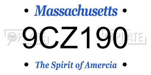 9CZ190 Massachusetts License Plate