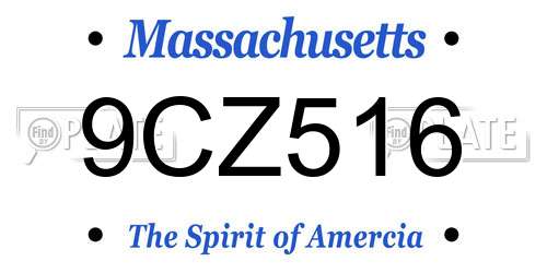 9CZ516 Massachusetts License Plate