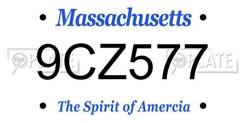 9CZ577 Massachusetts License Plate