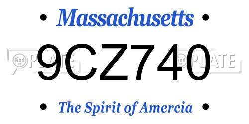 9CZ740 Massachusetts License Plate