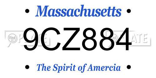 9CZ884 Massachusetts License Plate