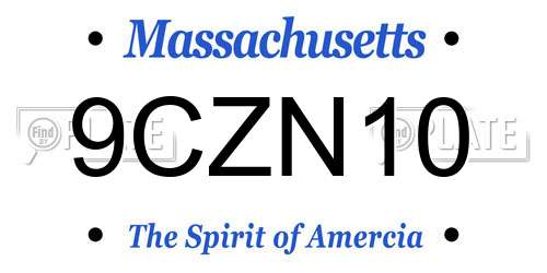 9CZN10 Massachusetts License Plate