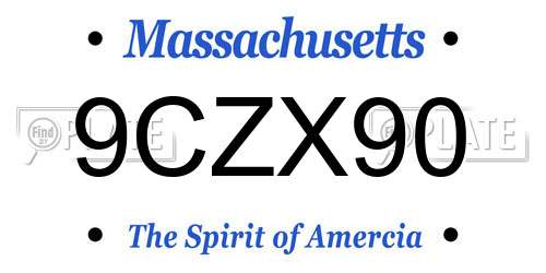 9CZX90 Massachusetts License Plate