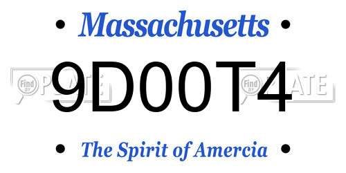 9D00T4 Massachusetts License Plate