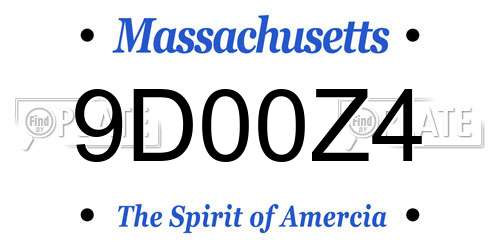 9D00Z4 Massachusetts License Plate