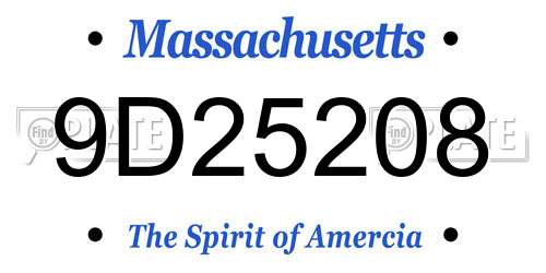 9D25208 Massachusetts License Plate