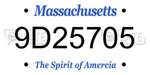 9D25705 Massachusetts License Plate