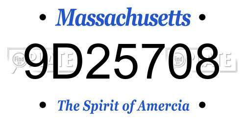 9D25708 Massachusetts License Plate