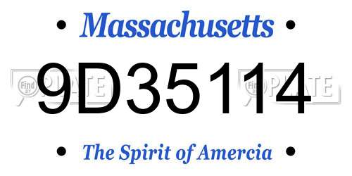 9D35114 Massachusetts License Plate