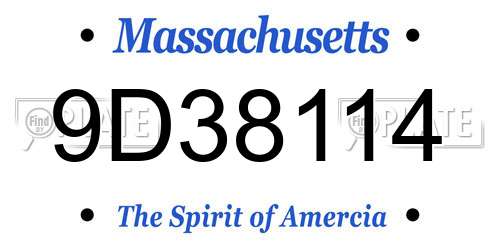 9D38114 Massachusetts License Plate