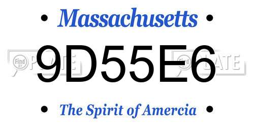 9D55E6 Massachusetts License Plate