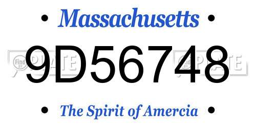 9D56748 Massachusetts License Plate
