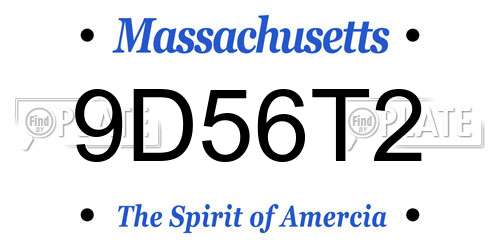 9D56T2 Massachusetts License Plate