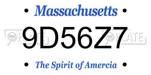 9D56Z7 Massachusetts License Plate