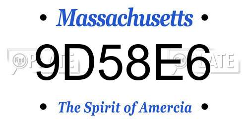 9D58E6 Massachusetts License Plate