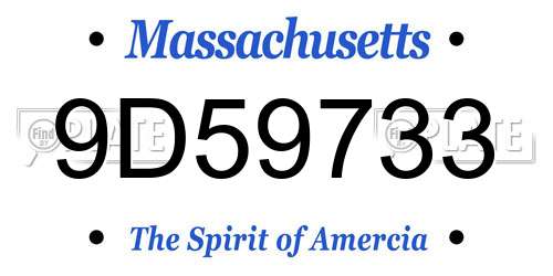 9D59733 Massachusetts License Plate