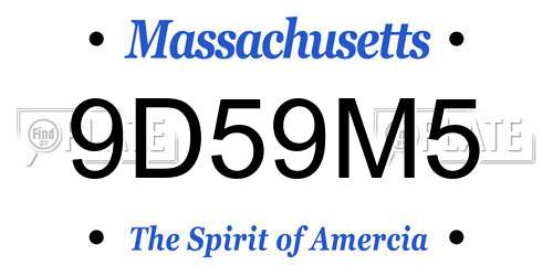 9D59M5 Massachusetts License Plate
