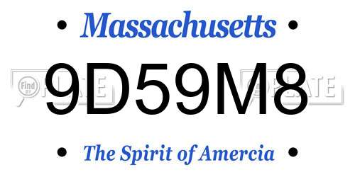 9D59M8 Massachusetts License Plate
