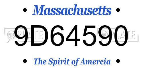 9D64590 Massachusetts License Plate