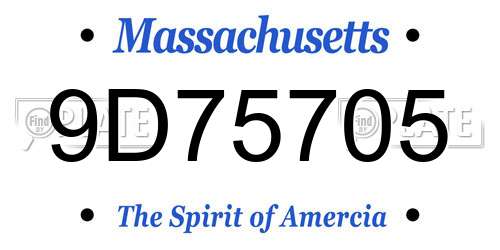 9D75705 Massachusetts License Plate
