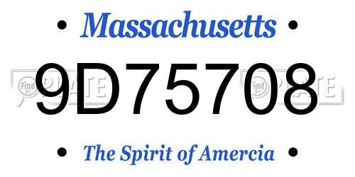 9D75708 Massachusetts License Plate