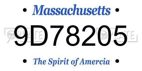 9D78205 Massachusetts License Plate