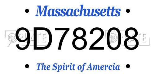 9D78208 Massachusetts License Plate