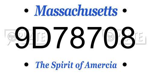 9D78708 Massachusetts License Plate