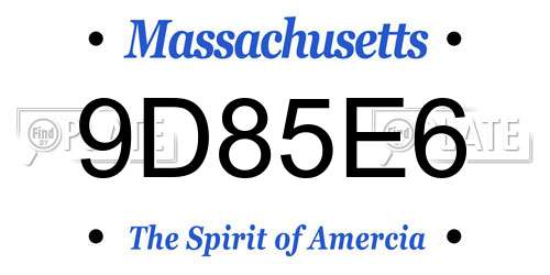 9D85E6 Massachusetts License Plate