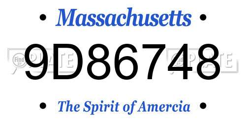9D86748 Massachusetts License Plate
