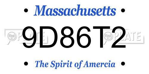 9D86T2 Massachusetts License Plate