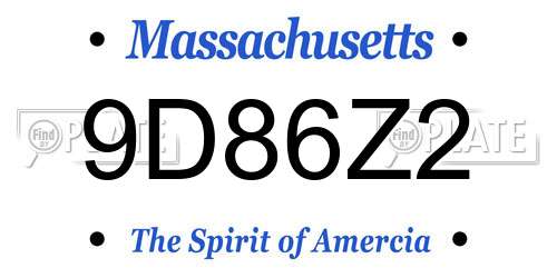 9D86Z2 Massachusetts License Plate