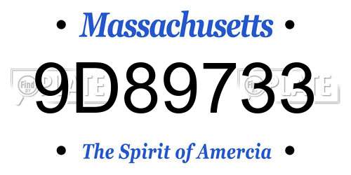 9D89733 Massachusetts License Plate